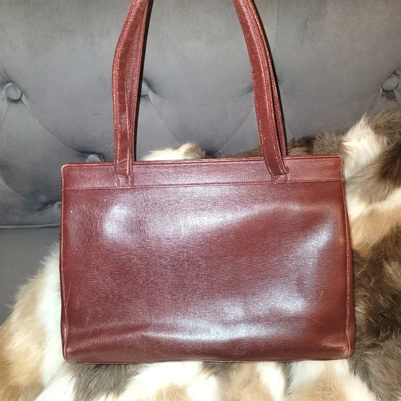 Gucci Burgundy Leather Twist Lock Satchel Handbag Vintage Authentic Rare - Picture 5 of 15